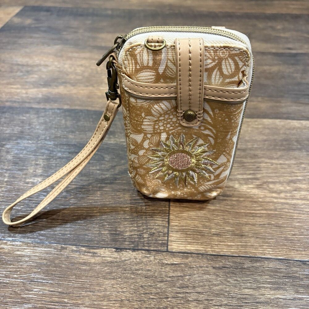 Sakroots Smartphone Wristlet Wallet Sunflower Print Zip Around Card Holder - Picture 9 of 9